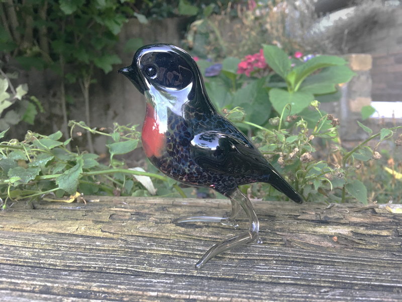 Loranto Vetro pájaro de cristal, artesanía   en el color rojo