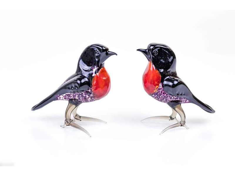 Loranto Vetro pájaro de cristal, artesanía   en el color rojo