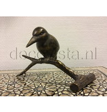 L' Art Bronze Bronze kingfisher on branch, green patina