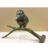 L' Art Bronze Bronze kingfisher on branch, green patina