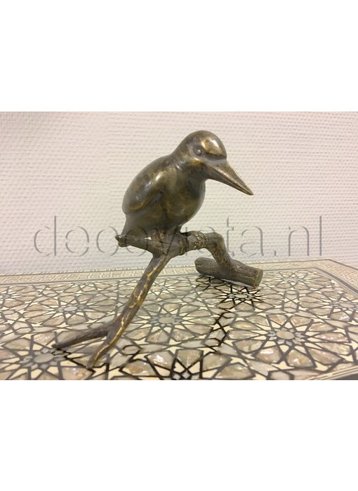 L' Art Bronze Bronze kingfisher on branch, brown finish