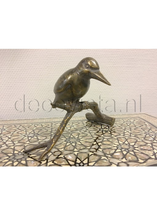L' Art Bronze Bronzen ijsvogel op tak, bruin