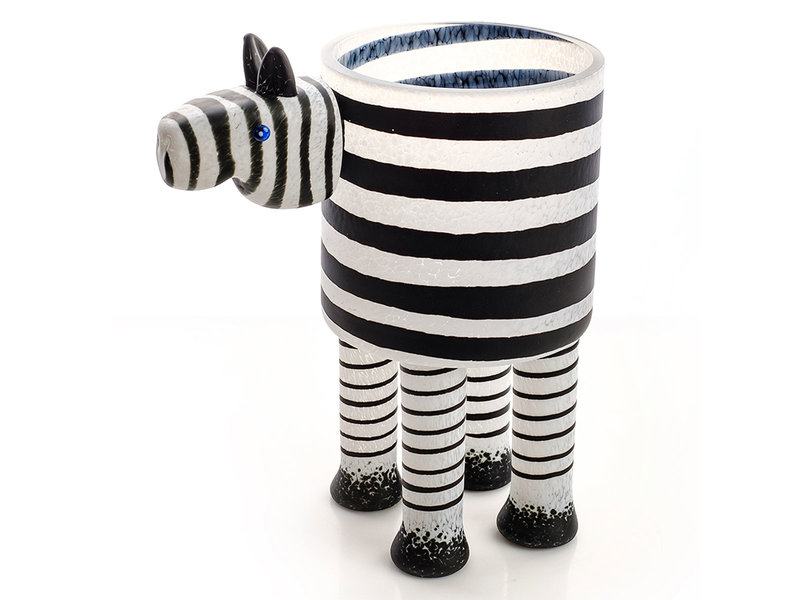 Borowski Florero de cristal a rayas blanco y negro Zebra