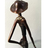 African Art Woman with hat in bronze, Burkina Faso