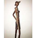 African Art Frau mit Hut in Bronze, Burkina Faso