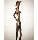 African Art Woman with hat in bronze, Burkina Faso