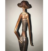 African Art Vrouw met hoed in brons, Burkina Faso