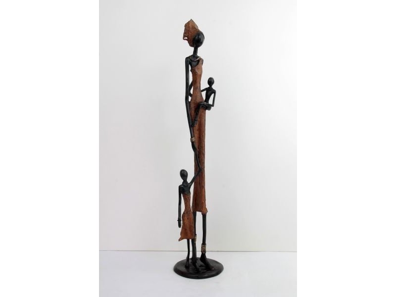 African Art Afrikanische Mutter mit Kindern - Bronze aus Burkina Faso