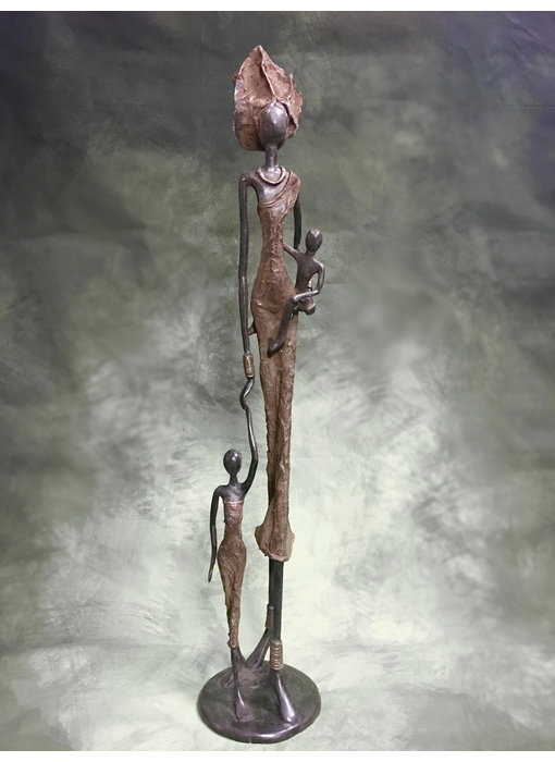 African Art Estatua de bronce de Burkima Faso - 58 cm