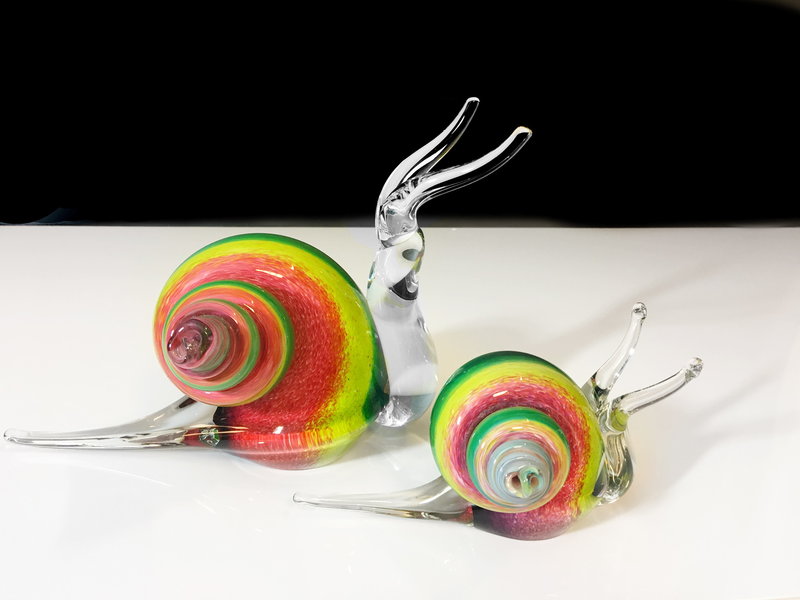 Svaja Orange-green glass snail, bohemian crystal