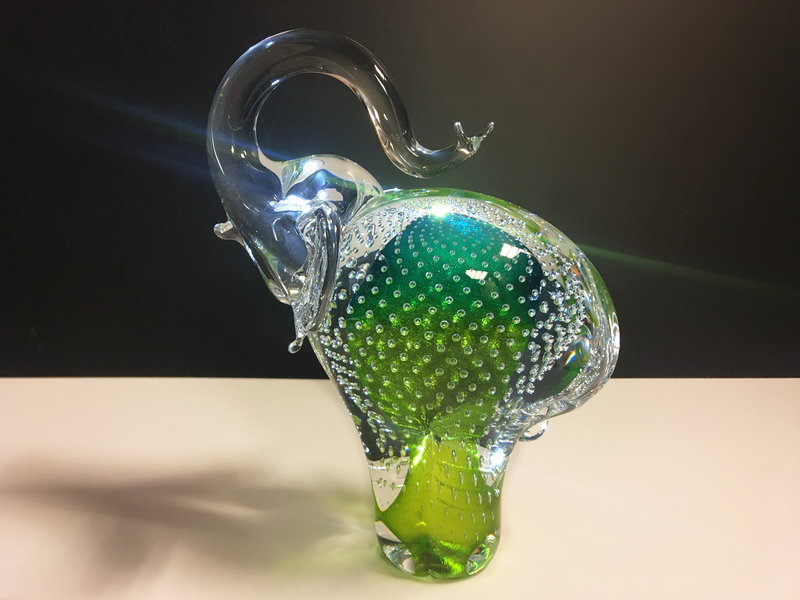 Bohemia Crystal Elephant with bubbles, clear Bohemian Crystal Glass