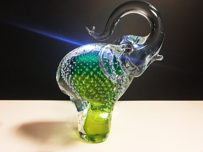 Bohemia Crystal Elephant with bubbles, clear Bohemian Crystal Glass