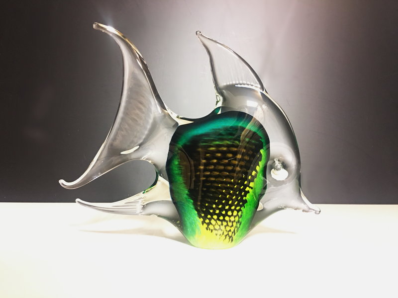 Bohemia Crystal Large, green-tinted Angelfish of crystal clear Bohemian glass