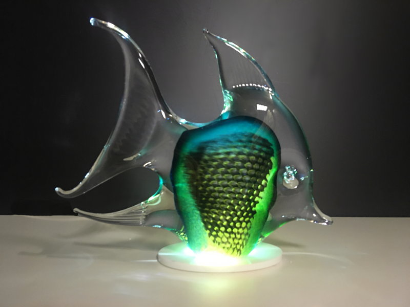 Bohemia Crystal Large, green-tinted Angelfish of crystal clear Bohemian glass