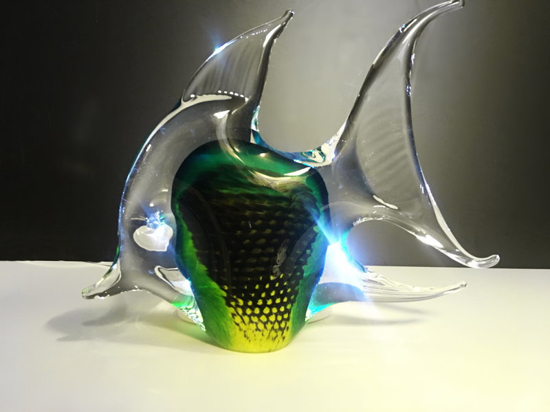 Bohemia Crystal Large, green-tinted Angelfish of crystal clear Bohemian glass