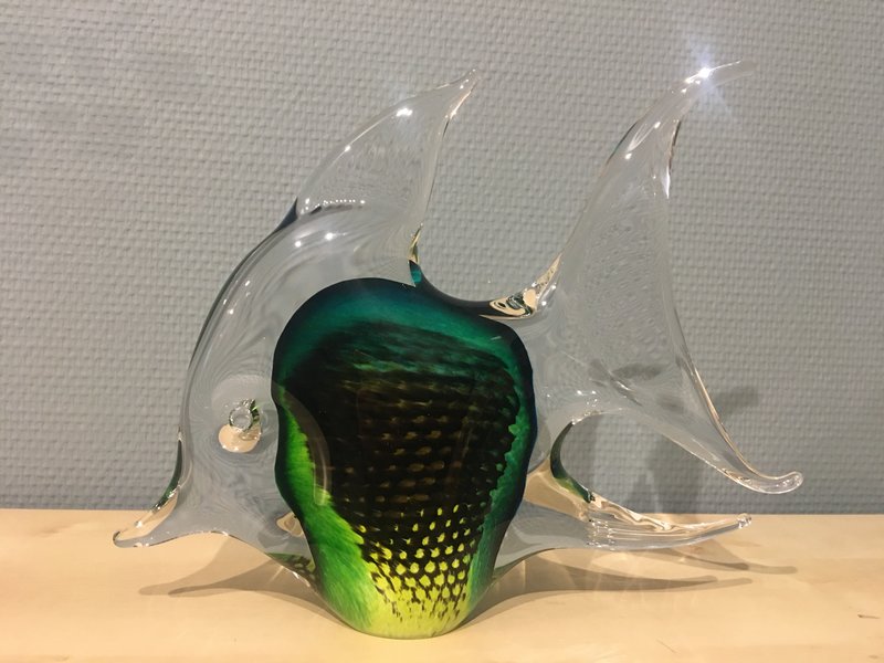 Bohemia Crystal Large, green-tinted Angelfish of crystal clear Bohemian glass