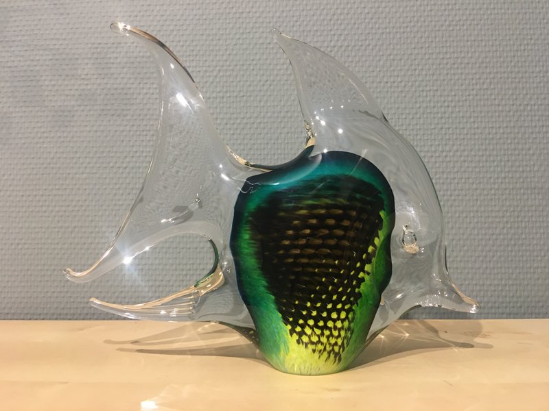 Bohemia Crystal Large, green-tinted Angelfish of crystal clear Bohemian glass