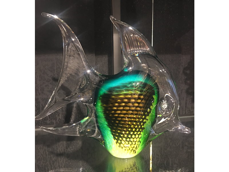 Bohemia Crystal Large, green-tinted Angelfish of crystal clear Bohemian glass