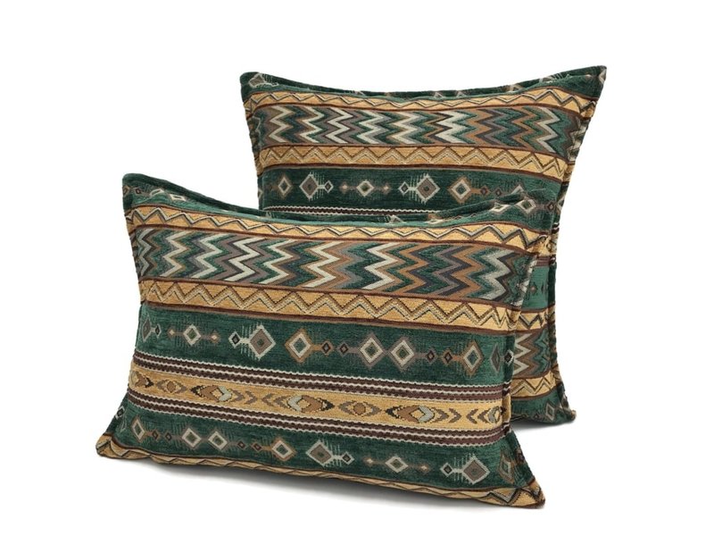 BoHo Bohemian decorative cushion cover, emerald green - Set of 2