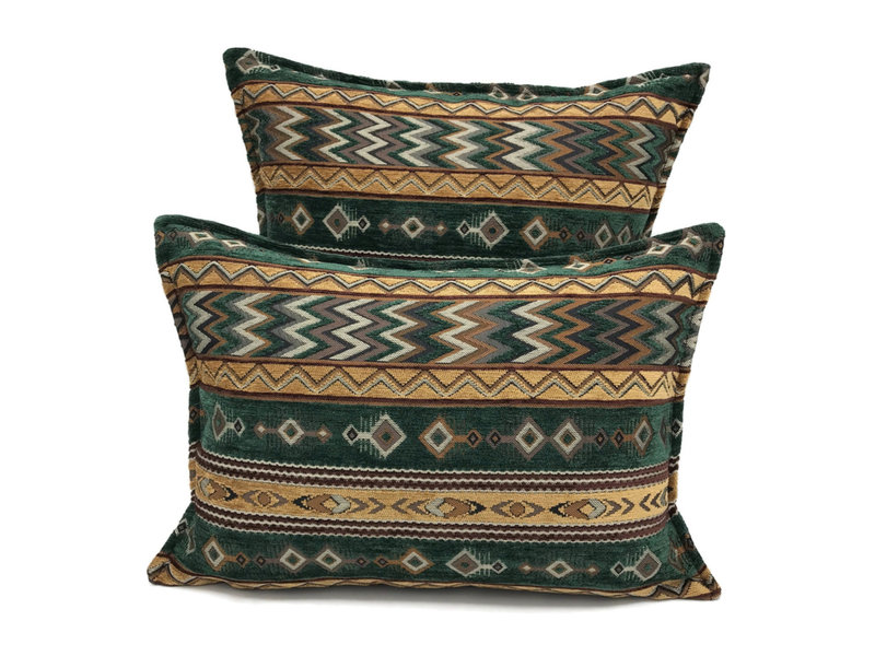 BoHo Bohemian decorative cushion cover, emerald green - Set of 2