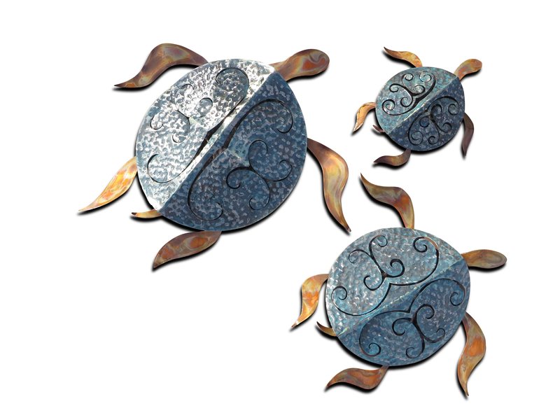 C. Jeré - Artisan House Driedelig  metalen wanddecoratie zeeschildpadden