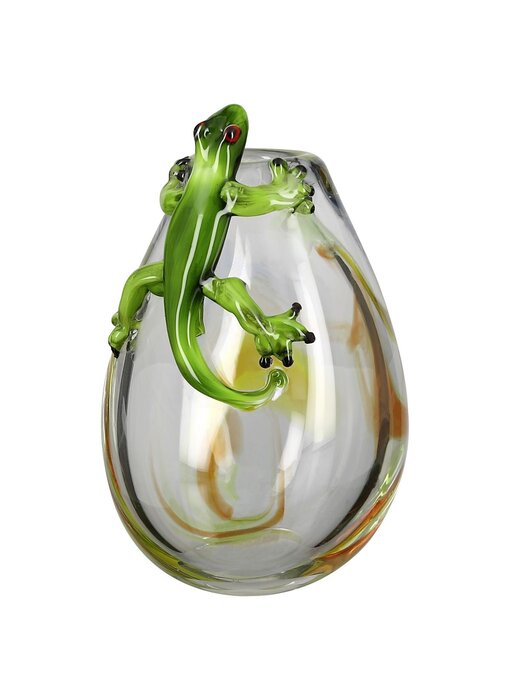 Vase mit Gekko - Glas