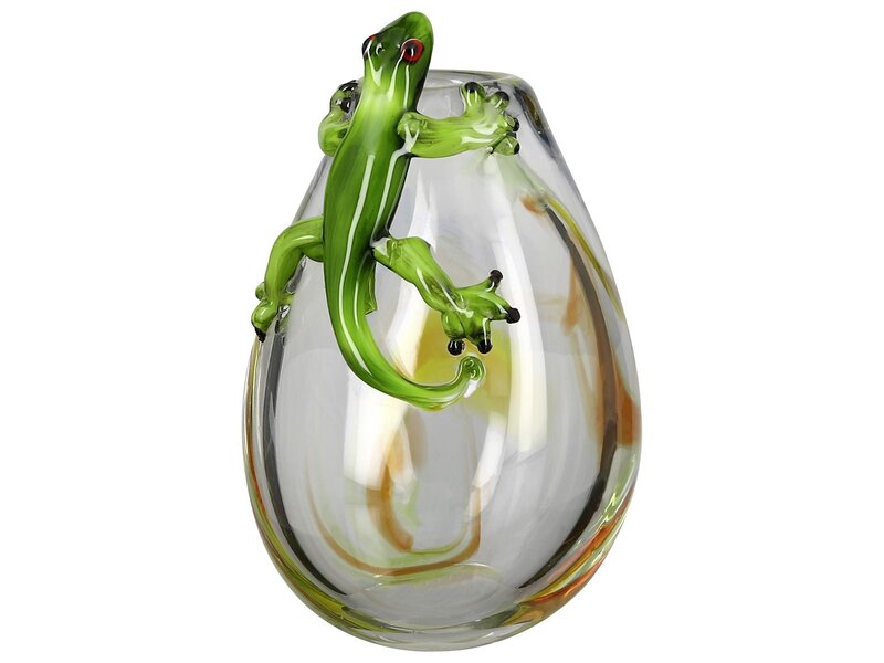 Glass vase Gecko with a reclining reptile, a lizard