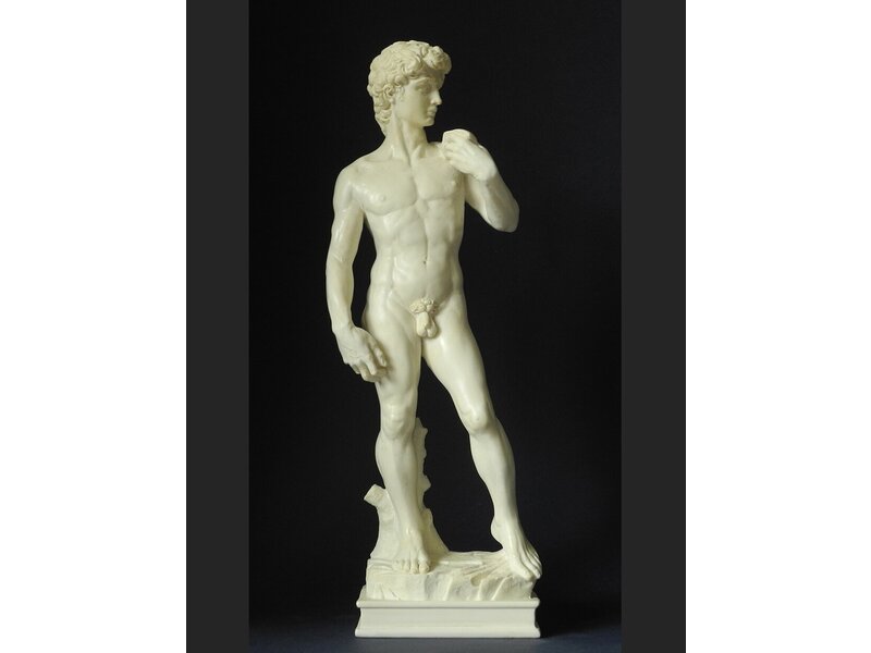 Mouseion Nude statue David, Roman art statue - white veined