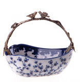 porcelain bowl delft blue with bronze birds porcelain bowl delft blue with bronze birds