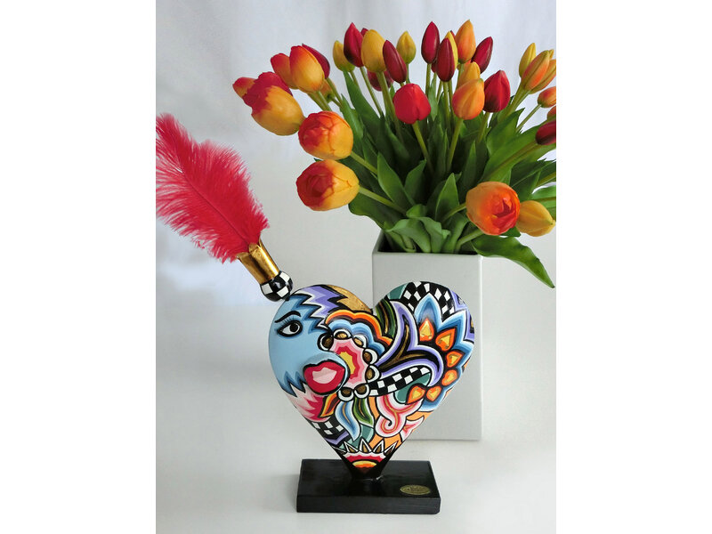 Toms Drag Heart-shaped sculpture with kissing lips - 25 cm