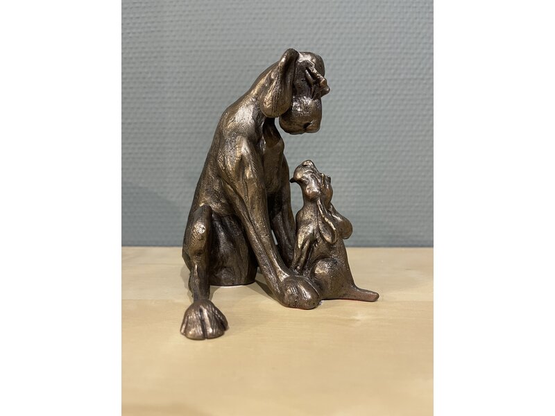 Frith Escultura de perro  Amber con cachorro