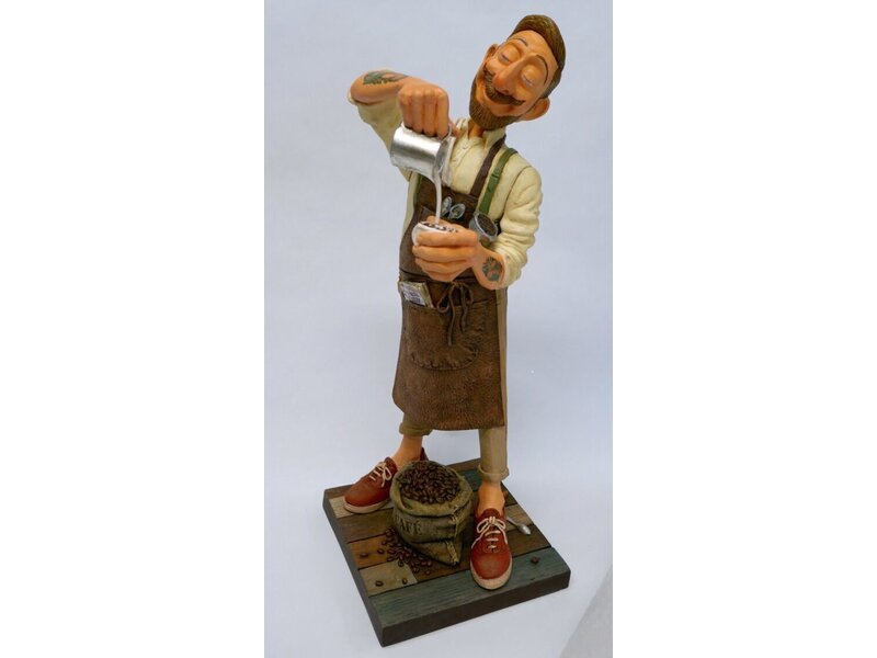 Forchino Art image of a typical barista preparing coffee
