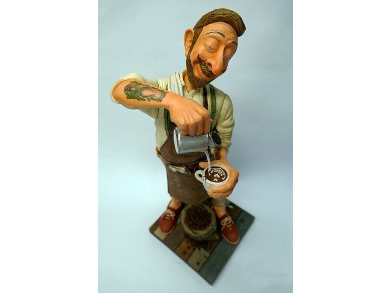 Forchino Art image of a typical barista preparing coffee