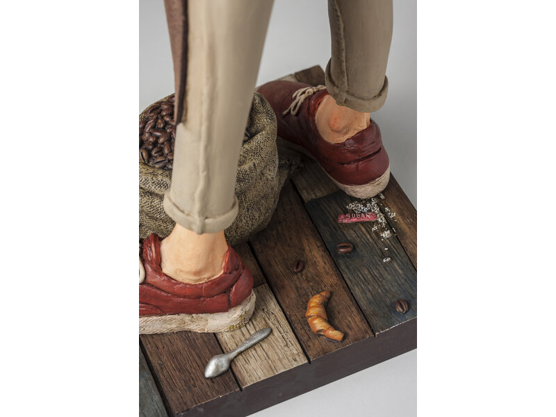 Forchino Art image of a typical barista preparing coffee