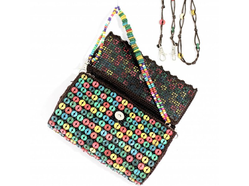 Bag with paillettes, wood