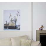 Painting with two tugs - mixed -media