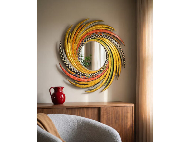 Toms Drag Ronde, gouden  spiegel Solaris Energy - L - 100 cm, Versailles stijl