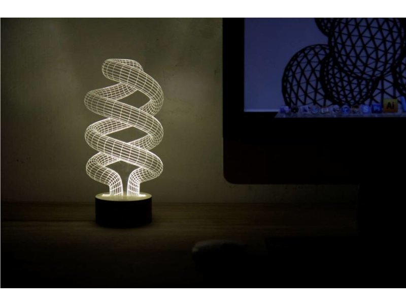 Bulbing Light Spiral Filament Leuchte in 2D Illusion