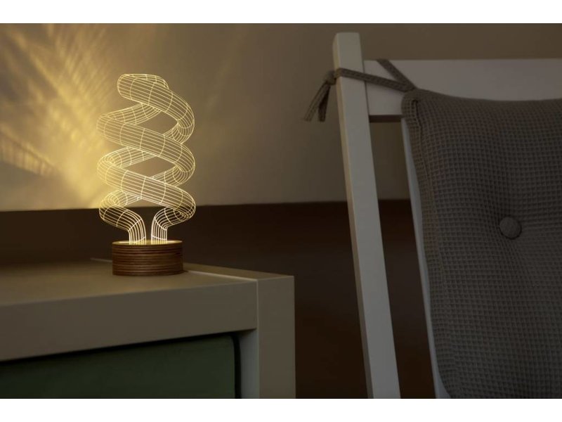 Bulbing Light Spiraallamp in 2D, tafellamp illusie