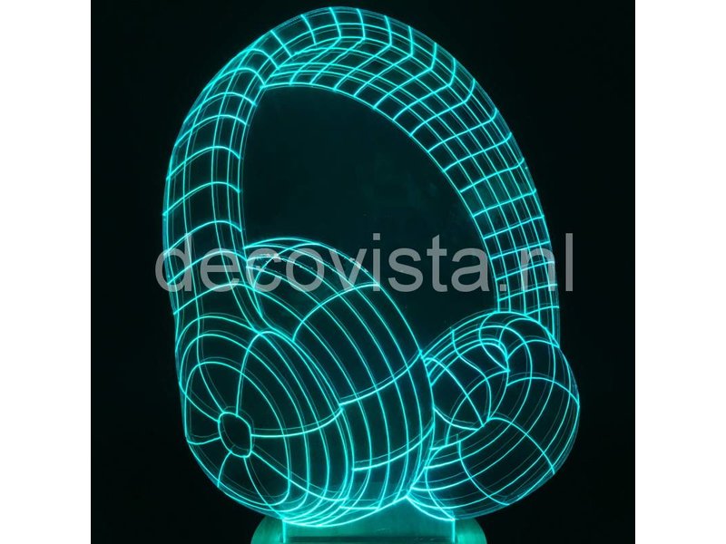 Table lamp in 2D headphone design RGB