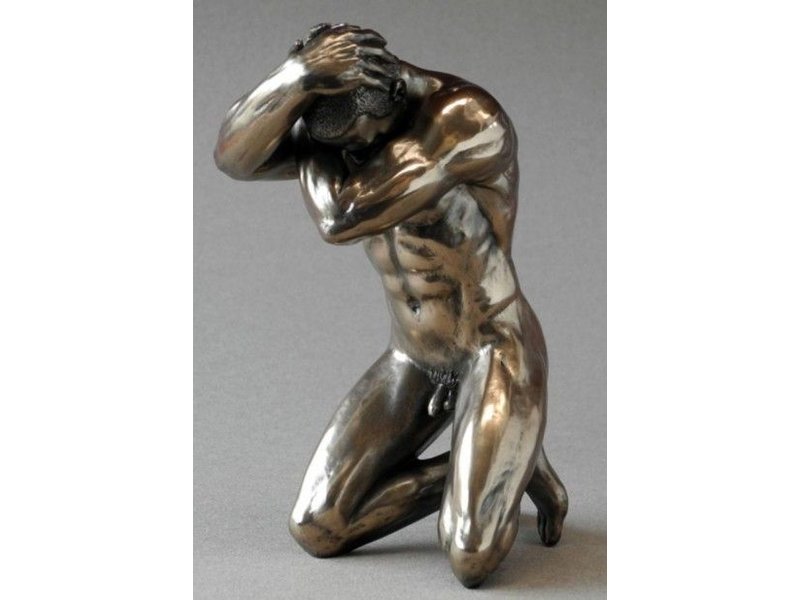 BodyTalk Bodybuilder, patinated bronze sculpture