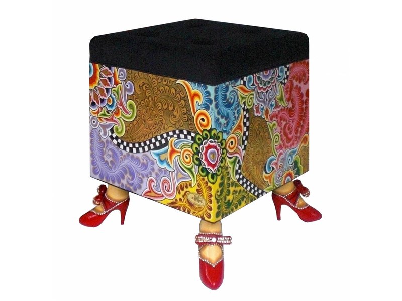 Toms Drag Square footstool and storage box on legs Versailles