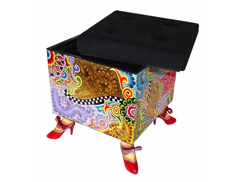 Toms Drag Square footstool and storage box on legs Versailles