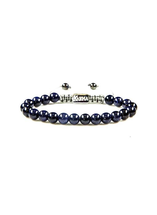 Karma Armband Blue Sandstone met trekkoordje - unisex