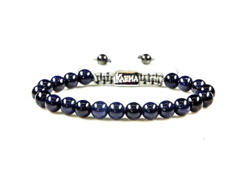 Karma Karma armband Blue Sandstone met trekkoordje - unisex