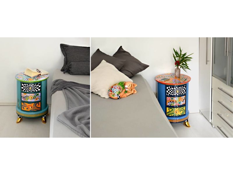 Toms Drag Rond ladenkastje of nachtkastje - top oranje