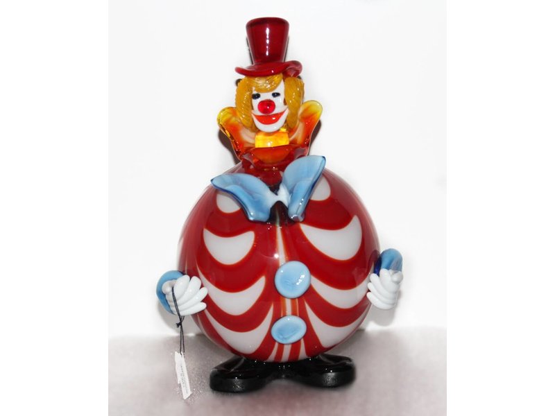 Vetri di Murano Clown met ronde buik rood/wit - muranoglas