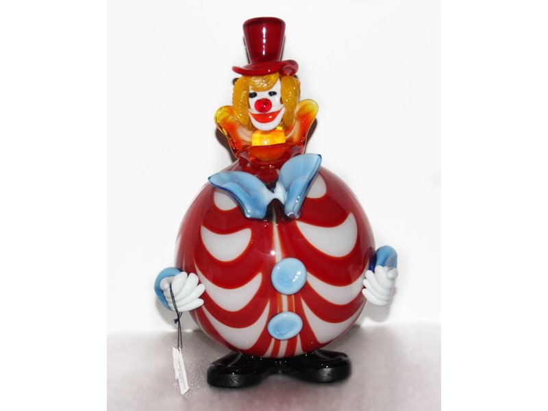 Vetri di Murano Clown mit runden Bauch rot/weiß - Murano-Glas