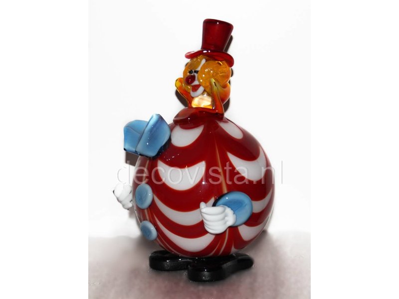 Vetri di Murano Clown met ronde buik rood/wit - muranoglas