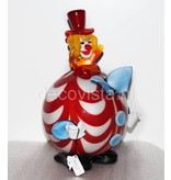 Vetri di Murano Clown mit runden Bauch rot/weiß - Murano-Glas